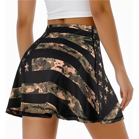 Women's Tennis Golf Skirts Camo American Flag - Picture 1 of 6